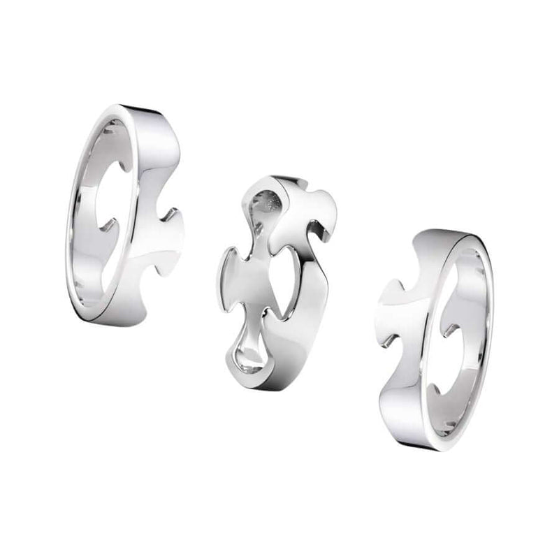 Georg Jensen Fusion Kolme Osainen Valkokultasormus