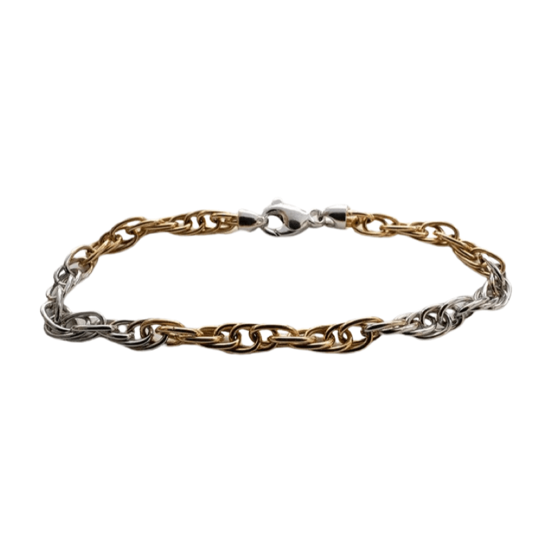 Kaksivärinen kultainen ranneketju 5,3 mm 19,0 cm