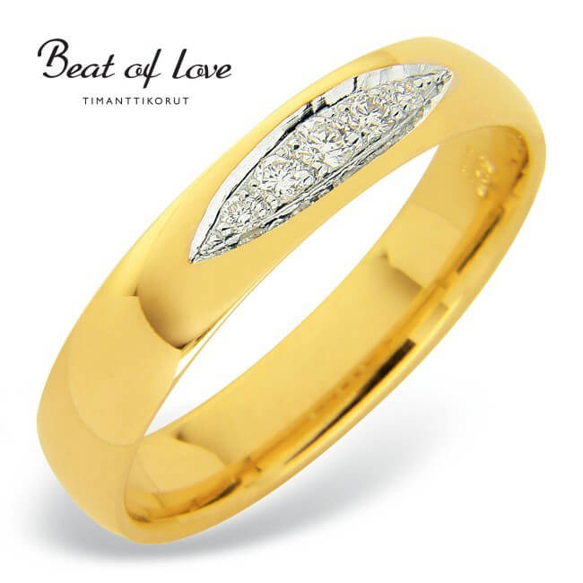 Beat of Love keltakultainen timanntisormus RO-013-KPP-4