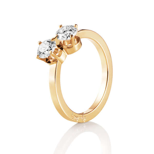 Efva Attling Twin Star Ring kultainen timanttisormus