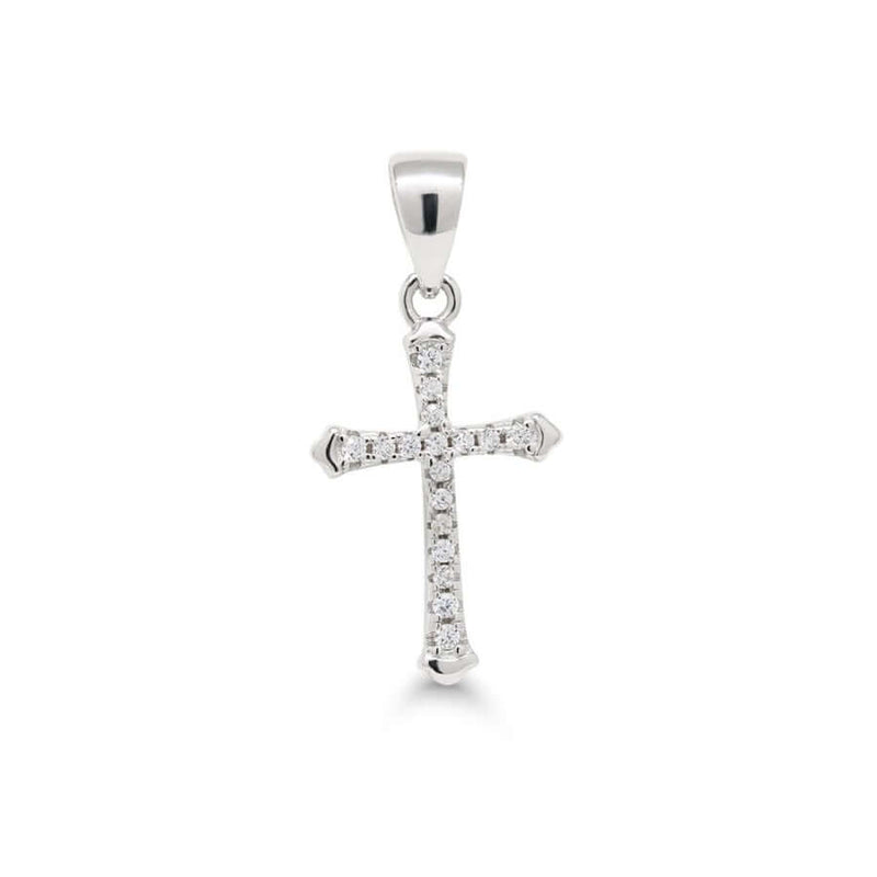Hopeinen rippiristi zirkoneilla p-3767z