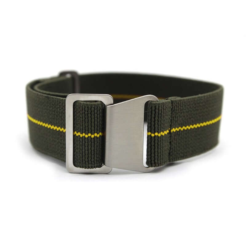 KARU venyvä nato-ranneke, vihreäkeltainen raidallinen