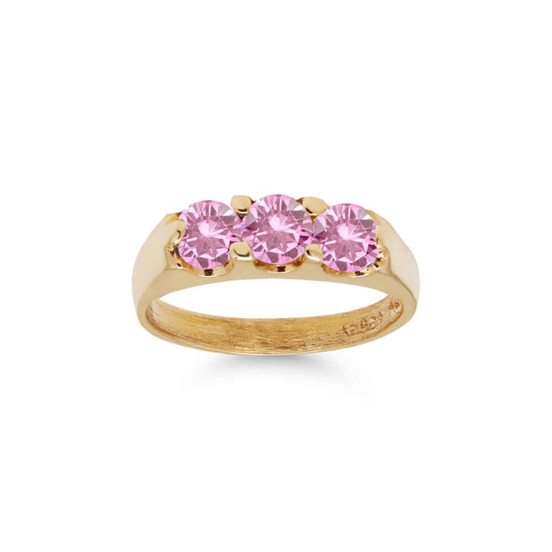 Kultainen kastesormus pinkeillä kivillä 6014pink