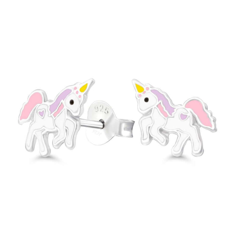 Hopeiset yksisarvinen korvakorut E-3329pink