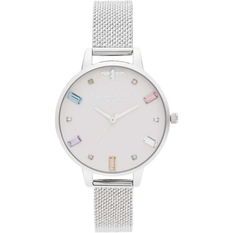 Olivia Burton Rainbow Bee Demi Silver Boucle Mesh OB16RB10