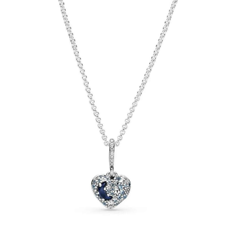 Pandora Sparkling Blue Moon & Stars Heart kaulakoru 399232C01-50