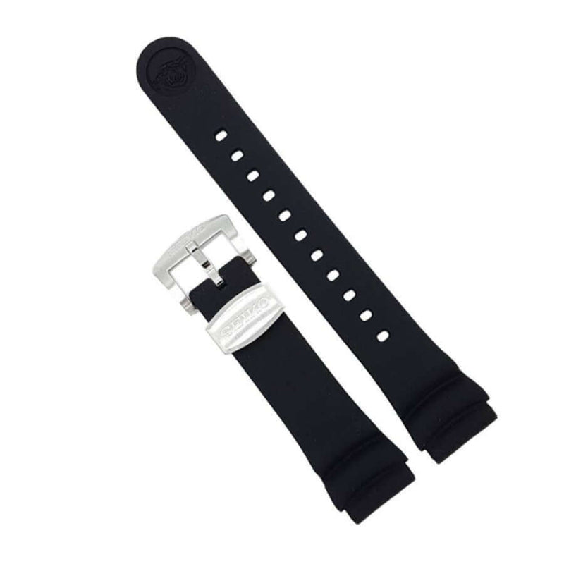 Seiko musta silikoniranneke (19mm, 20 mm, 22 mm)