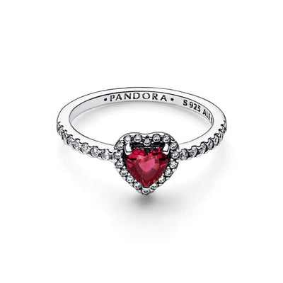 Pandora Timeless Sparkling Red Elevated Heart sormus 198421C02