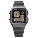 Casio Vintage A130WEGG-1AEF digitaalinen kello tummanharmaalla ilmeellä ja metallinväreillä.