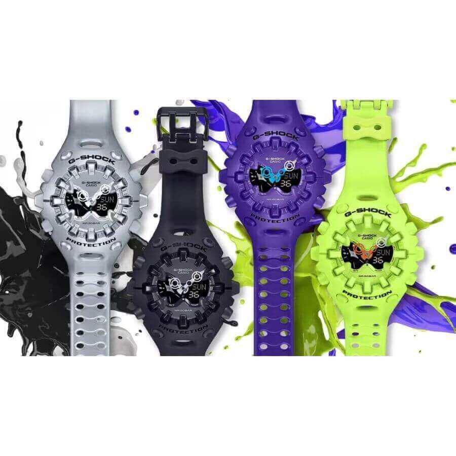 Casio G-Shock Cool Eyes rannekello GA-V01-1AER neljä eriväristä kelloa yhdistettynä väreihin