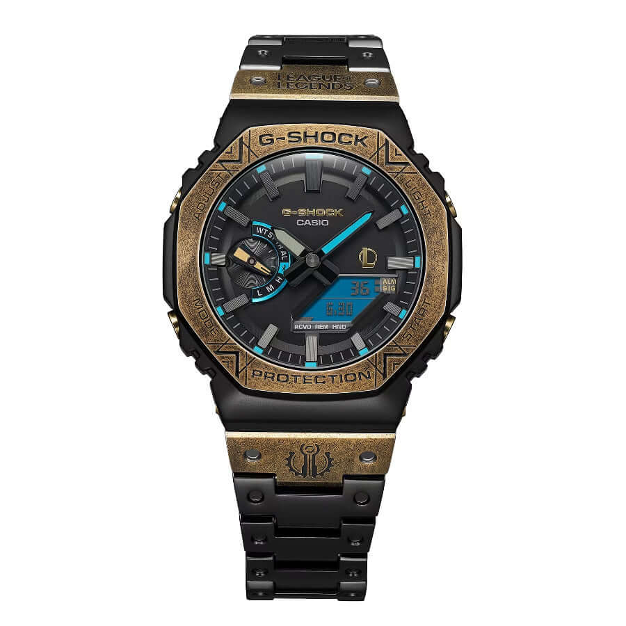 Casio G-Shock League of Legends GM-B2100LL-1AER Limited Edition kello mustalla hihnalla ja epookkihenkisellä muotoilulla.