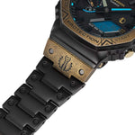 Casio G-Shock League of Legends GM-B2100LL-1AER Limited Edition kello, jossa musta hihna ja kultainen yksityiskohta.