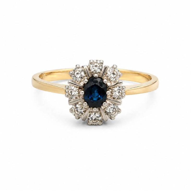 Diana Kultainen Safiiri-Timanttisormus 0.08 ct