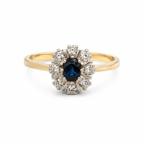 Diana Kultainen Safiiri-Timanttisormus 0.08 ct