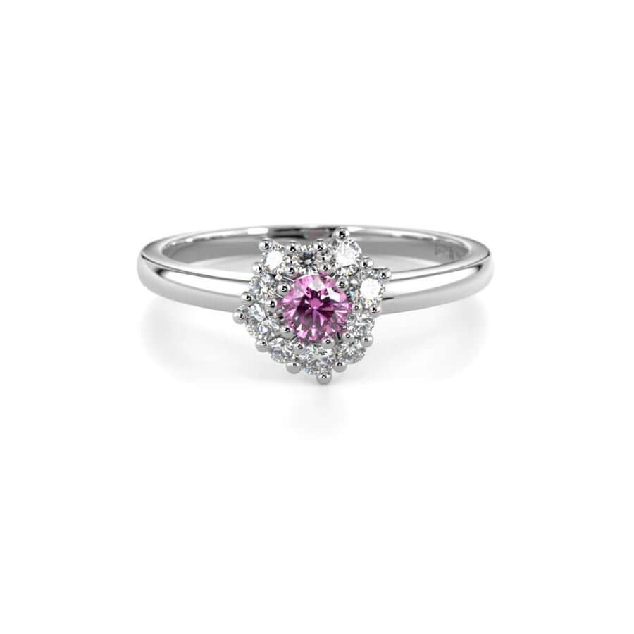 Festive Nadja Halo Pink Timanttisormus 690-028P
