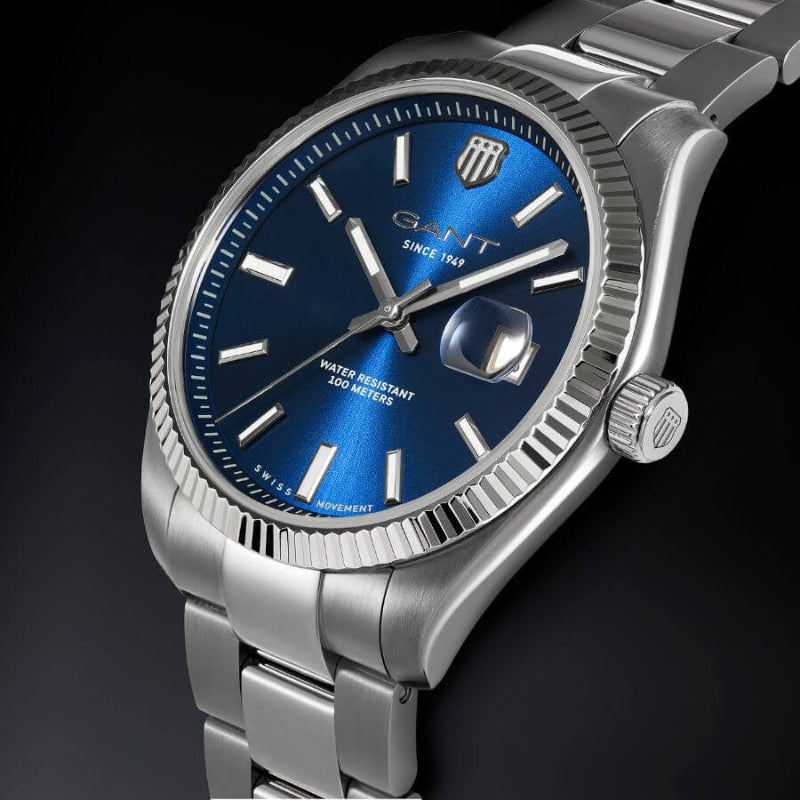 GANT Prestige GP106 Kello P106002 tyylikäs sininen rannekello, ruostumattomasta teräksestä, vedenkestävyys 100 metriä.