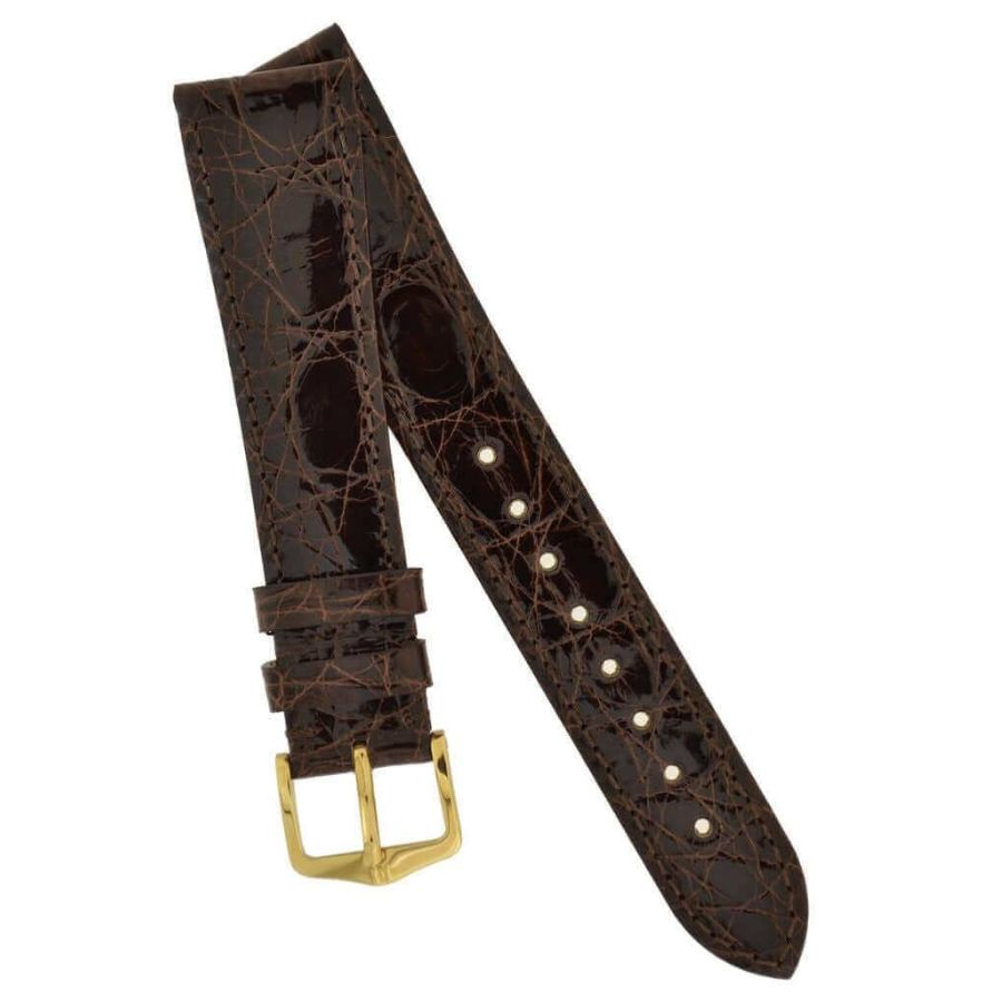 Hirsch Genuine Crocodile ruskea kellon ranneke 18920810-18