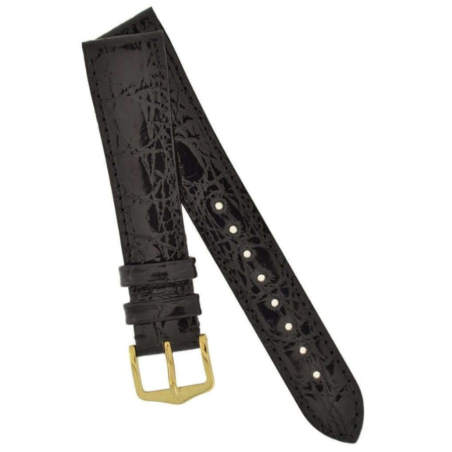 Hirsch Genuine Crocodile musta kellon ranneke 18920850