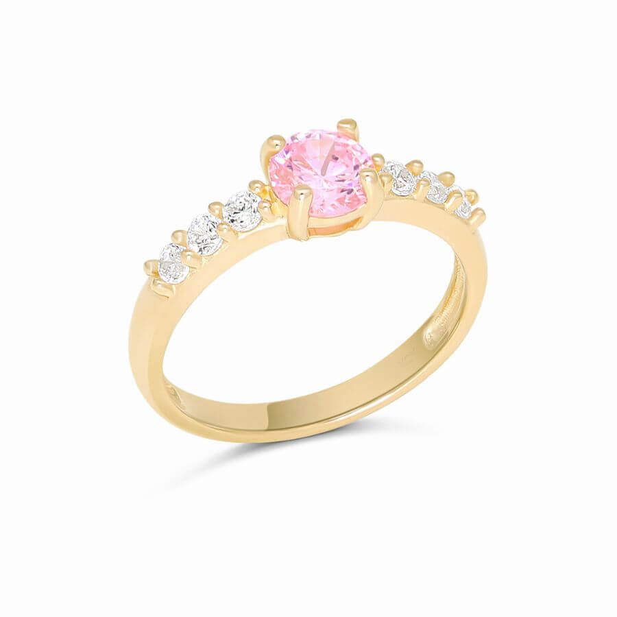 Kastesormus Kullattu Pinkilla Zirkonilla SBR-8133ZGpink
