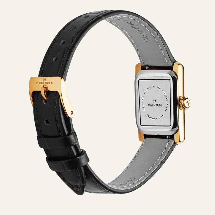 Mockberg Timeless Black Leather Rannekello MB0245
