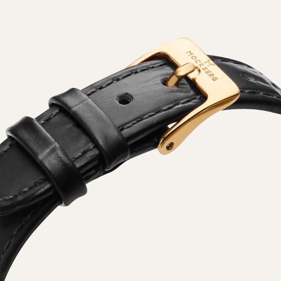 Mockberg Timeless Black Leather Rannekello MB0245