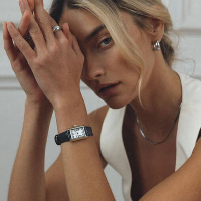Mockberg Timeless Black Leather Rannekello MB0246