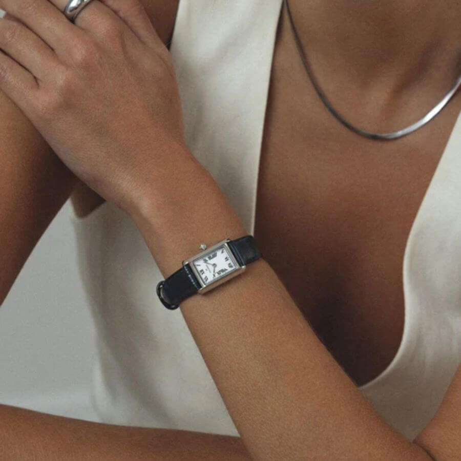 Mockberg Timeless Black Leather Rannekello MB0246