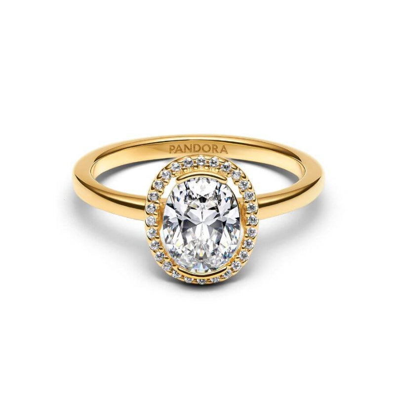 Pandora Sparkling Ovaali Halo-Sormus 163802C01