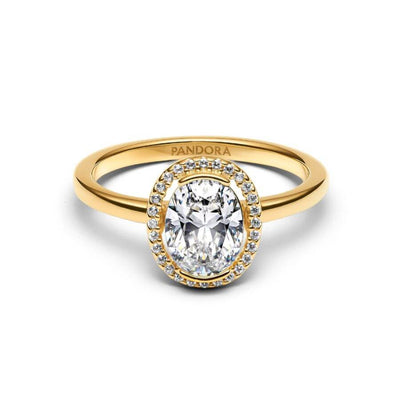 Pandora Sparkling Ovaali Halo-Sormus 163802C01
