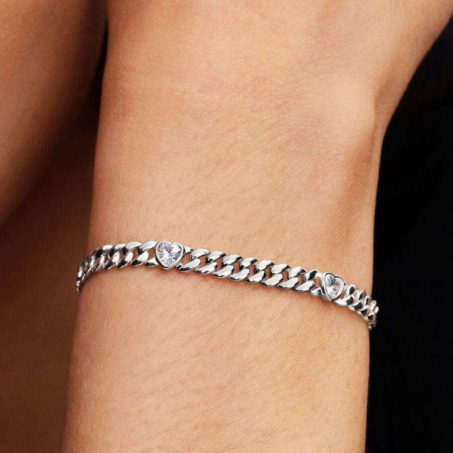 Pandora Sydän Cuban Chain Rannekoru 594226C01