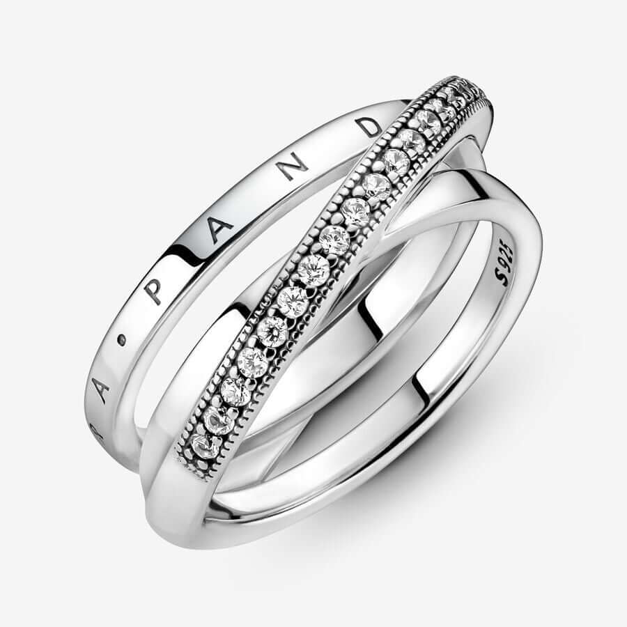 Pandora Crossover Pavé Triple Band Sormus 199057c01