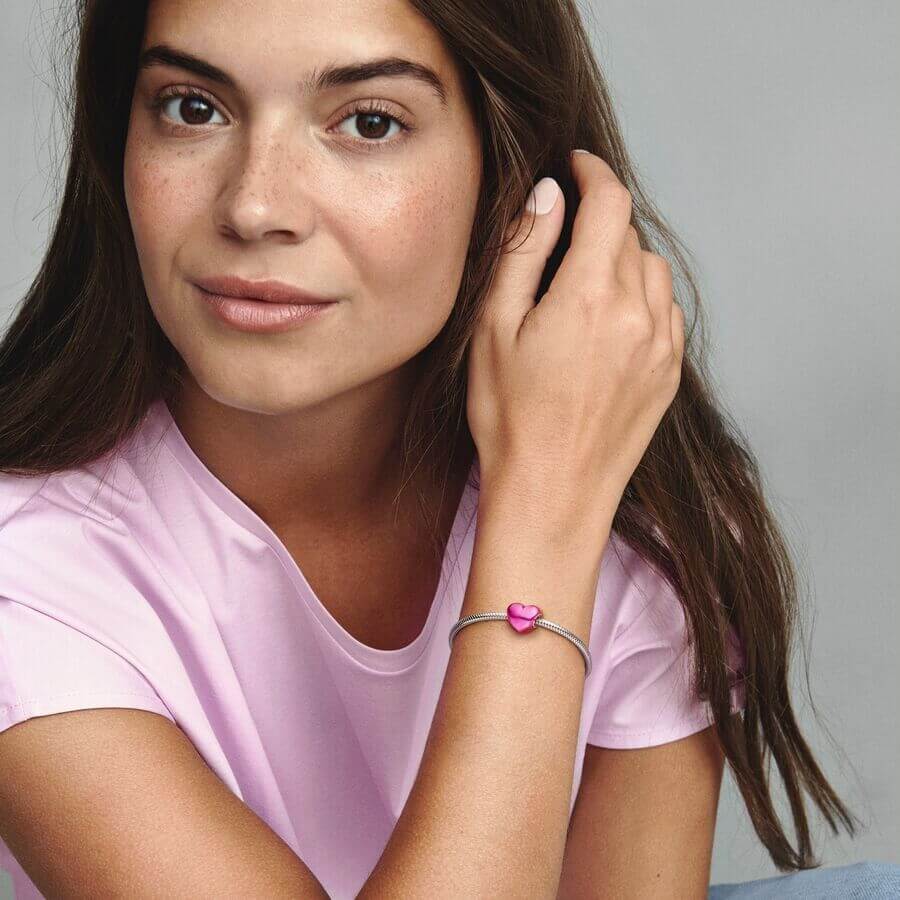 Pandora Metallic Pink Sydän Charm Hela 793337C03