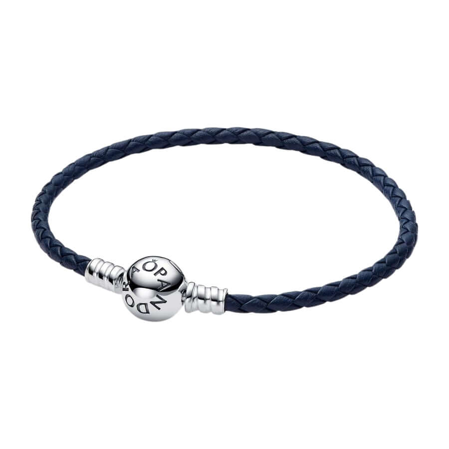 Pandora Round Clasp Blue Braided Leather rannekoru 592790C01