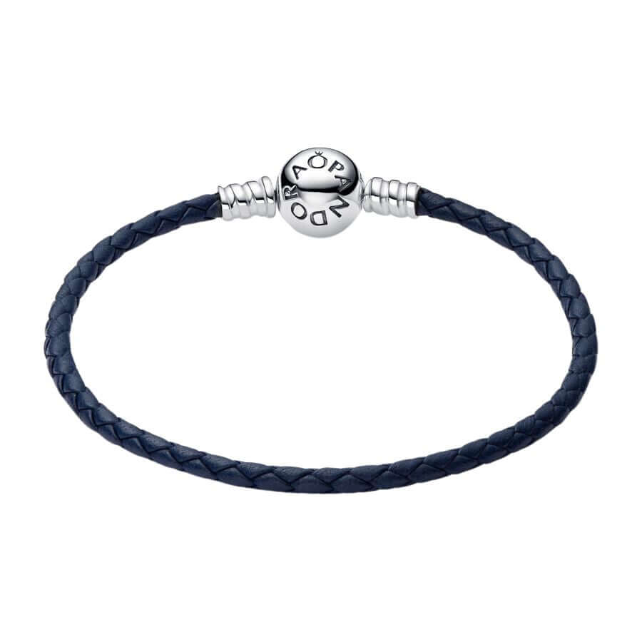 Pandora Round Clasp Blue Braided Leather rannekoru 592790C01