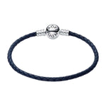 Pandora Round Clasp Blue Braided Leather rannekoru 592790C01
