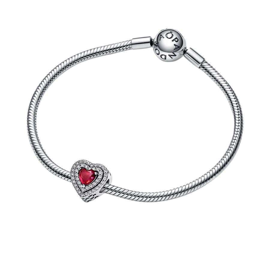 Pandora Sparkling Red Levelled Heart Charm hela 799218C02