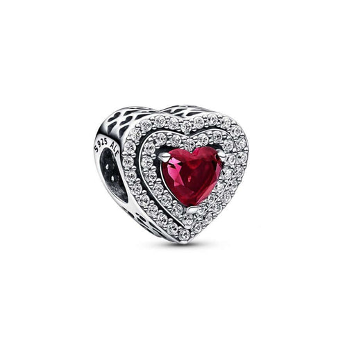 Pandora Sparkling Red Levelled Heart Charm hela 799218C02