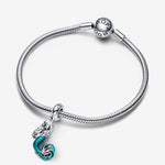 Pandora x Disney Pieni Merenneito charm hela 792695C01 emaloitu charm Merenneito riipus hopeaketjussa