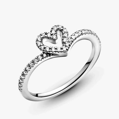 Pandora Stackable Sparkling Wishbone Heart sormus 199302C01