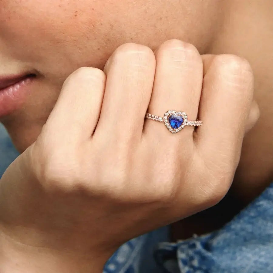 Pandora Sparkling Blue Elevated Heart Sormus 188421C01