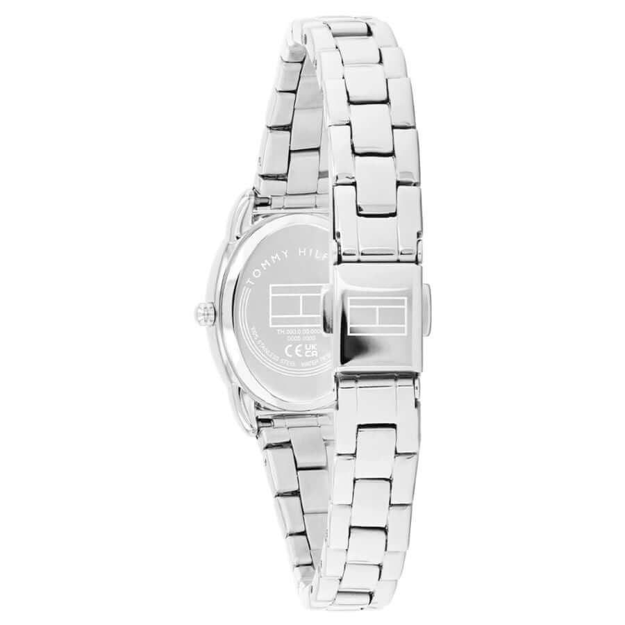 Tommy Hilfiger Demi Oval Rannekello TH1782874 hopeinen ranneke ja ovaali kellotaulu, elegantti naistenkello.