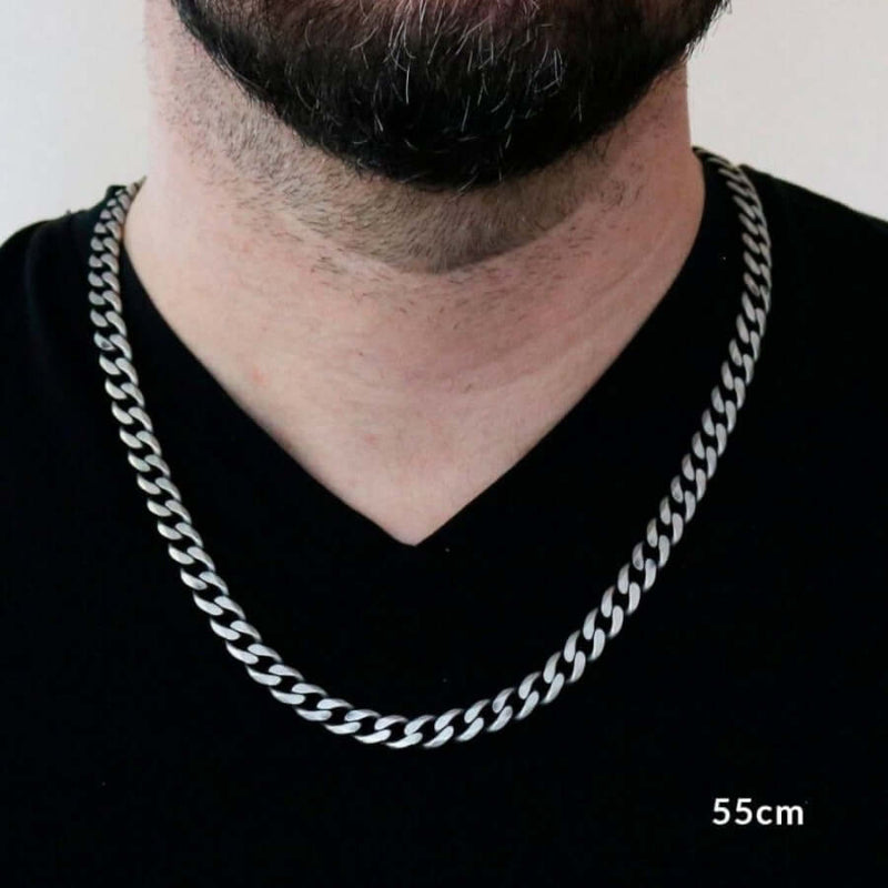 Tummennettu hopeinen panssarikaulaketju 7,6 mm MC200X
