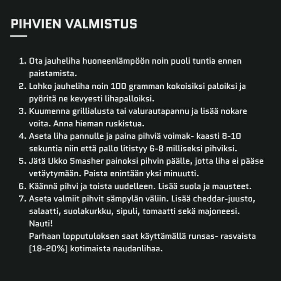 Pihvien valmistusohjeet Ukko Smasher 1300 + Smoky Whisky RUB: vinkkejä ja ohjeita herkullisten pihvien paistamiseen.