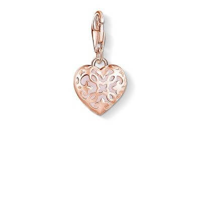  white heart rose gold -charm