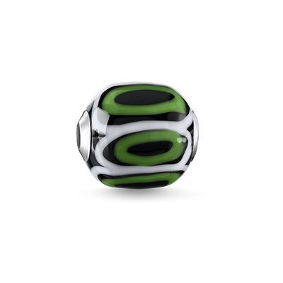 Thomas Sabo Karma bead Glass bead Green, black, white K0253-017-6