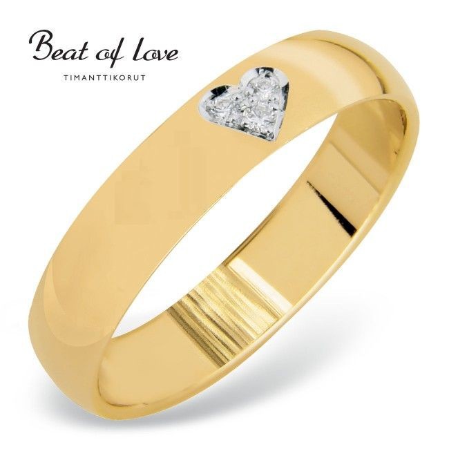 Beat of Love kultainen timanttisormus sydämellä RO-014-KKP-4