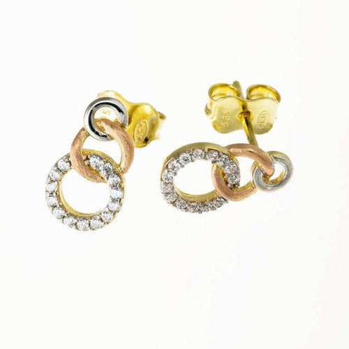 Kultakorvakorut zirkoni-kivillä