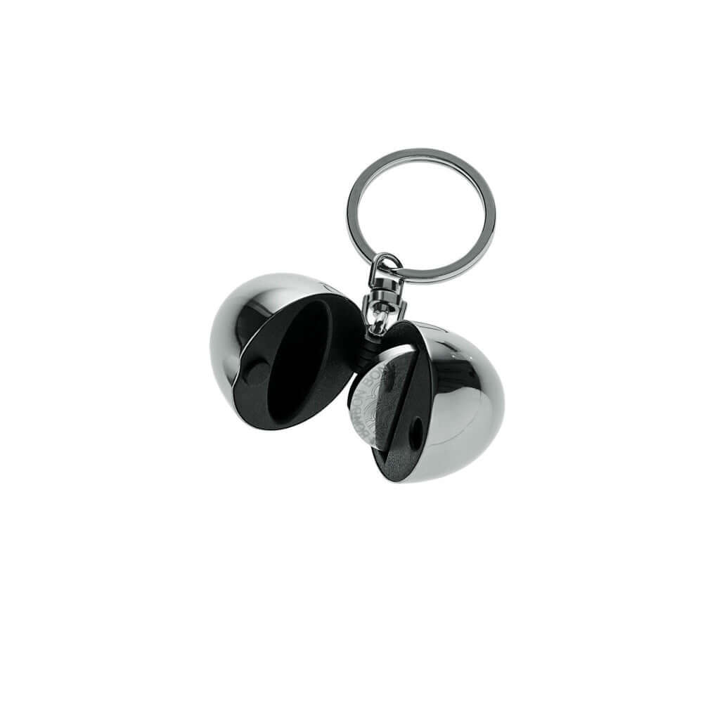 Alessi Bon Bon Coin Holder avaimenperä FA07 avaimenperä, jossa avattava kaksiosainen muoto.