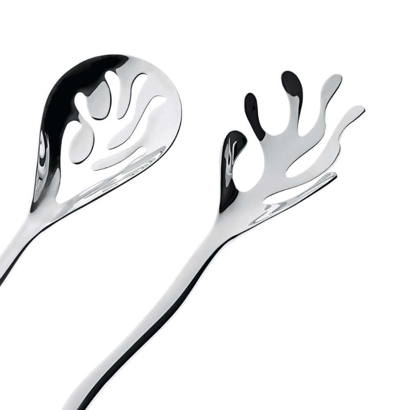 Alessi Mediterraneo salaattiottimet ESI16SET kiiltävät salaattiottimet upealla muotoilulla, pituus 27,5 cm.