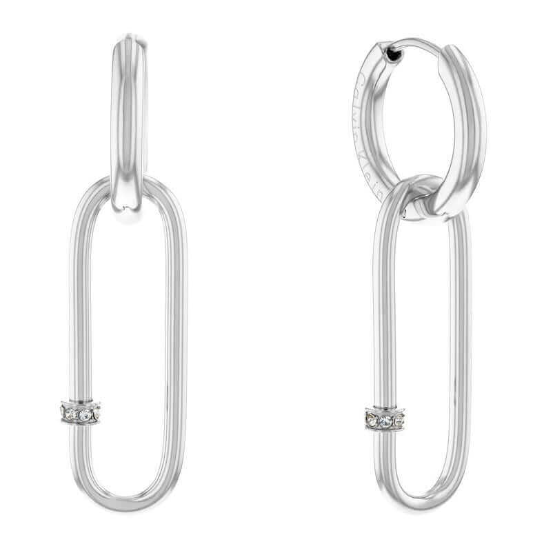 Calvin Klein Minimalistic  Elongated Oval Korvakorut hopeanväriset